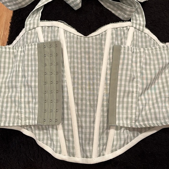 NWT Urban Outfitters Out From Under Betty Gingham Print Corset Top - Picture 6 of 9